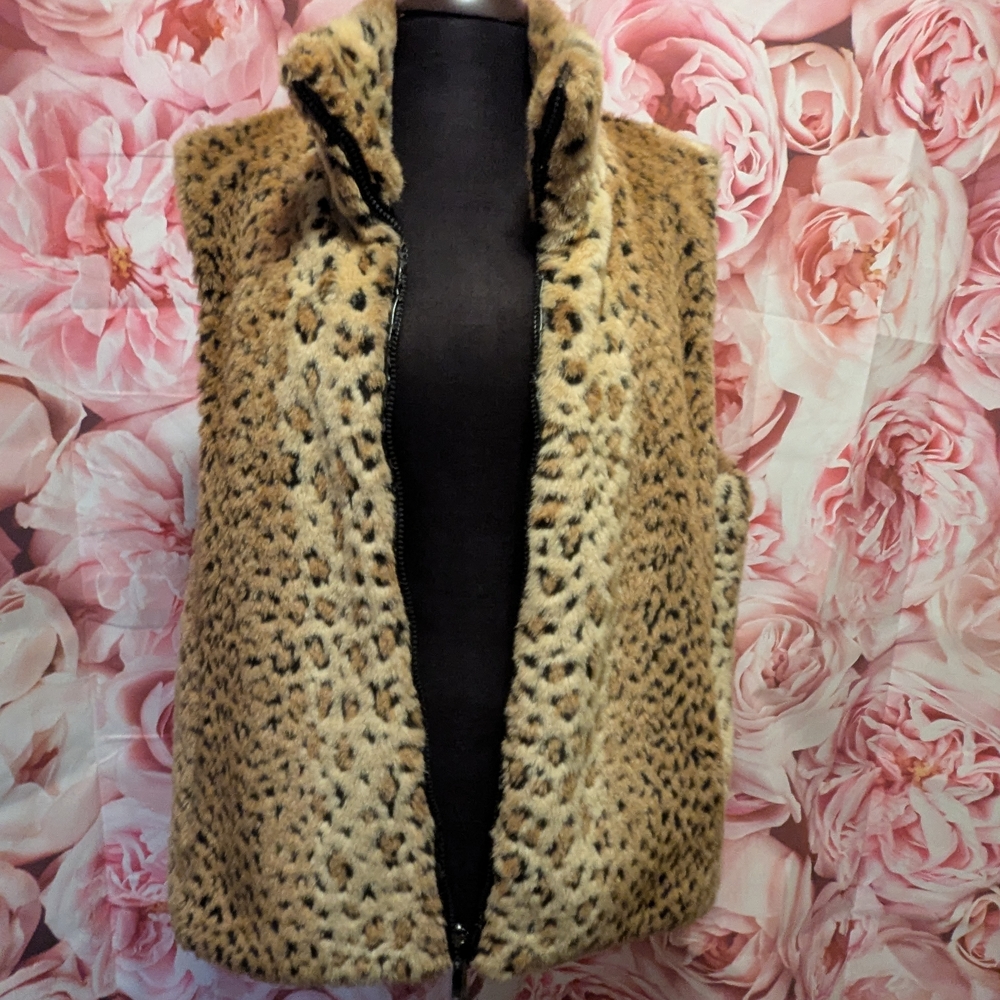 Gallery Tan and Black Animal Print Vest
